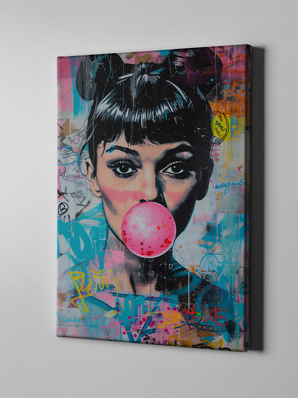 WOMAN BUBBLE GUM BANKSY GRAFFITI POP ART