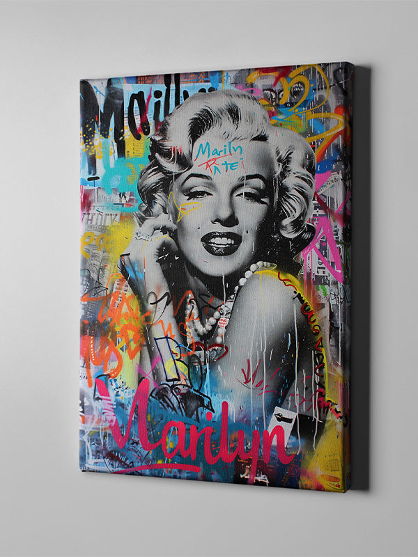 Marilyn Monroe Graffiti style art , Street art , Colorful wall art