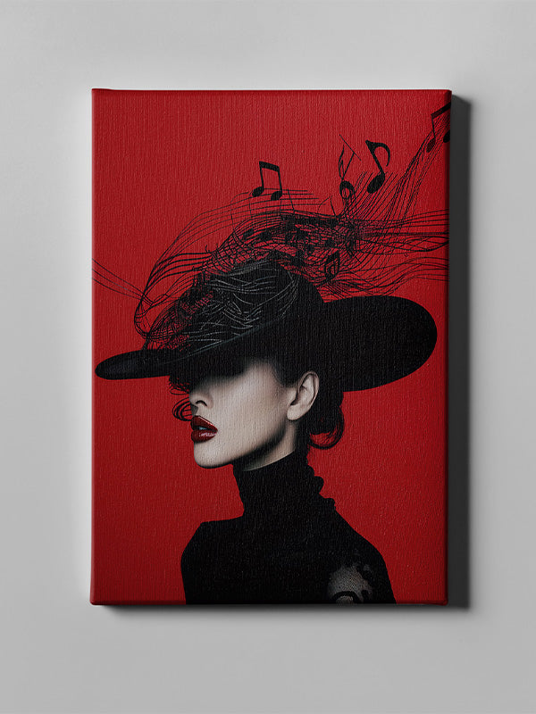 Art-Red & Black Lady With a Hat