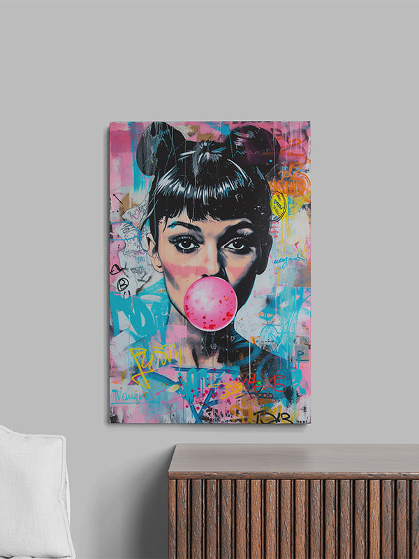 WOMAN BUBBLE GUM BANKSY GRAFFITI POP ART