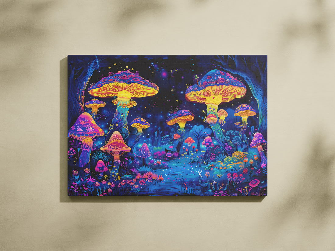 A close up of a mushroom with a full Night