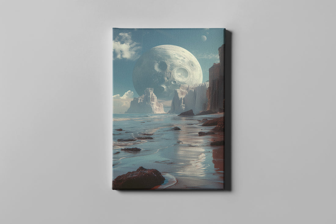 futuristic moon and ocean