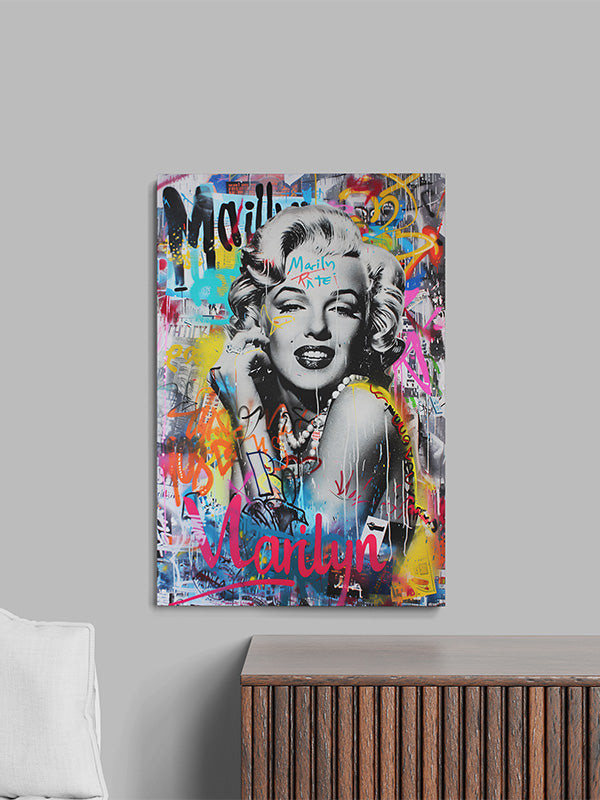 Marilyn Monroe Graffiti style art , Street art , Colorful wall art