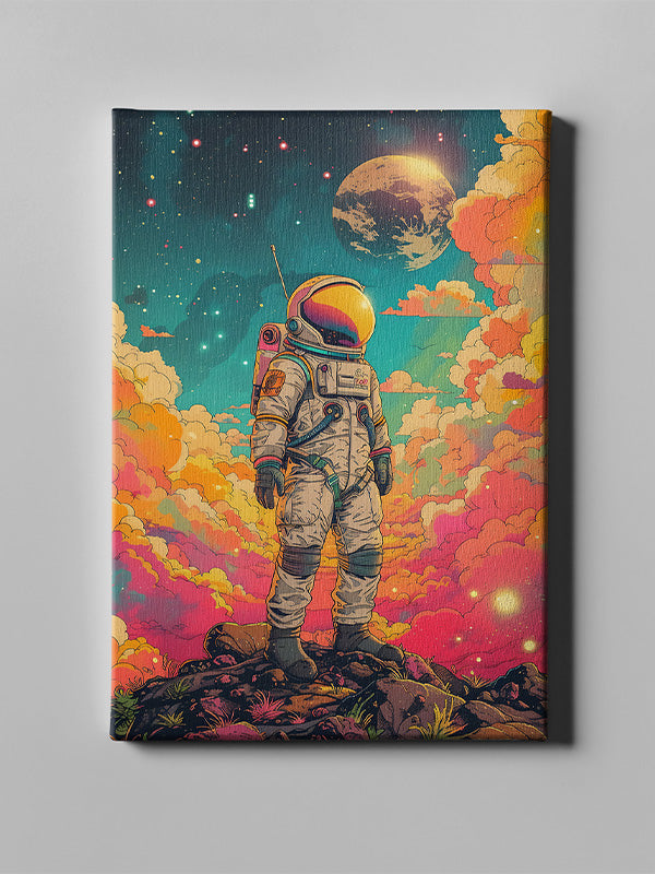 astronaut with colourful nature