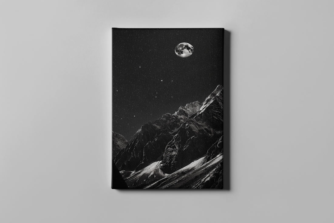 Dark mountain and moon