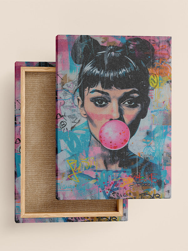 WOMAN BUBBLE GUM BANKSY GRAFFITI POP ART