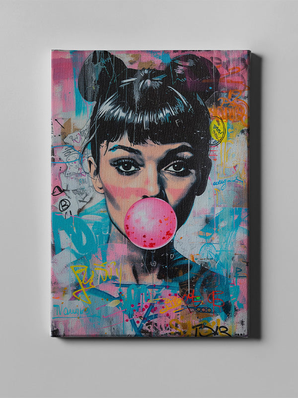 WOMAN BUBBLE GUM BANKSY GRAFFITI POP ART