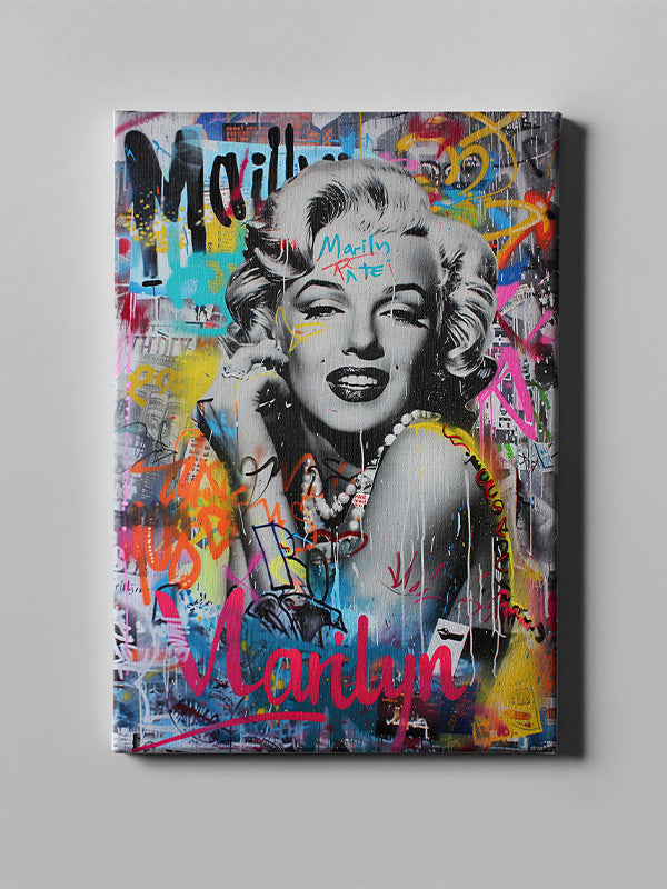 Marilyn Monroe Graffiti style art , Street art , Colorful wall art