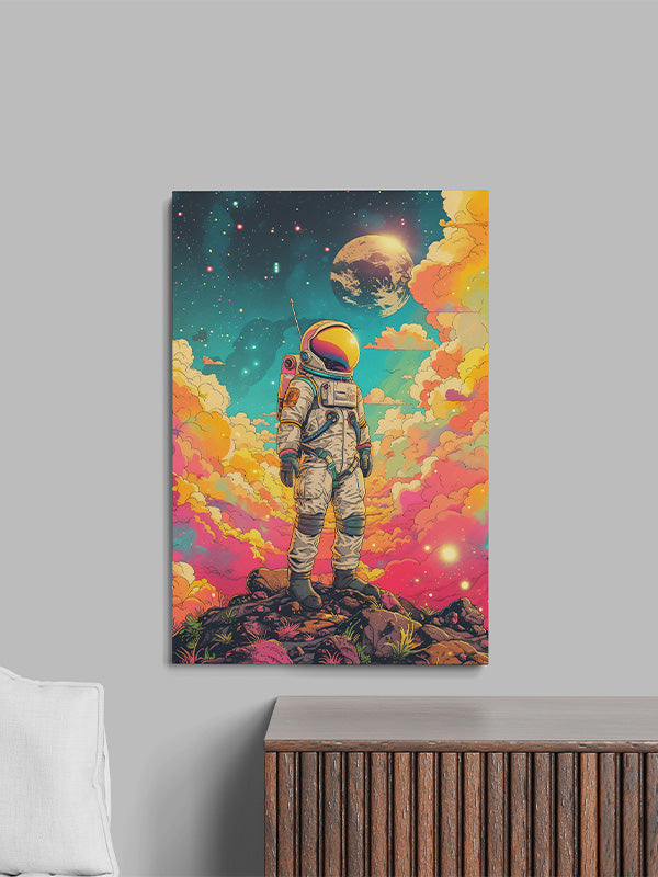 astronaut with colourful nature