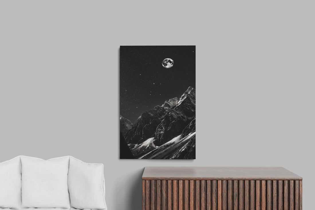 Dark mountain and moon