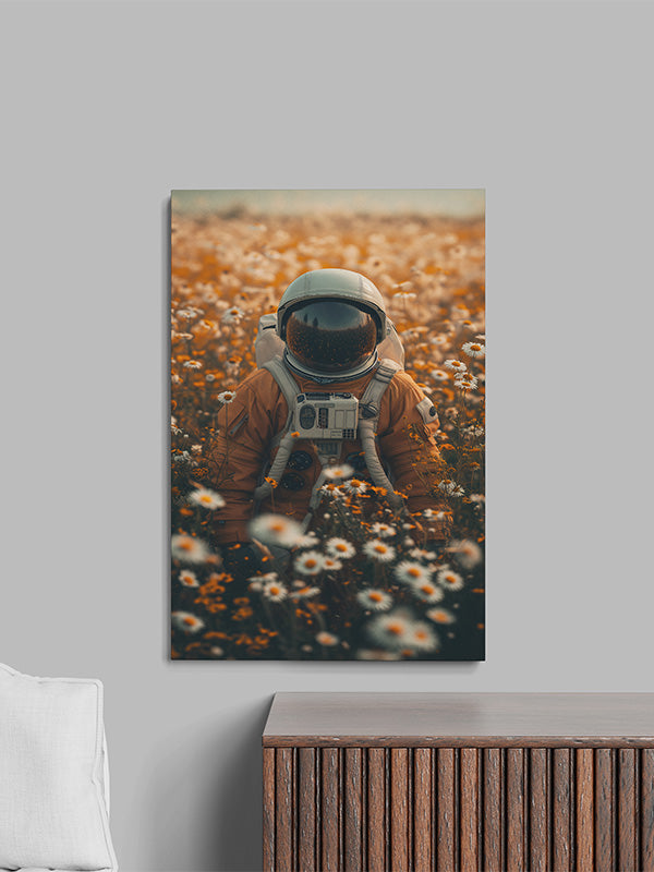 Astronaut in flower garden