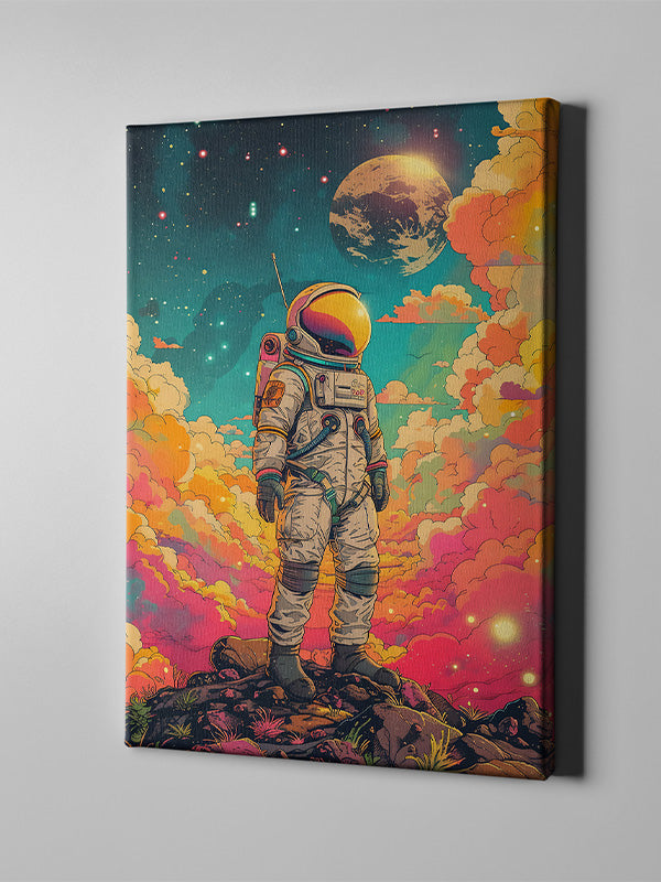 astronaut with colourful nature