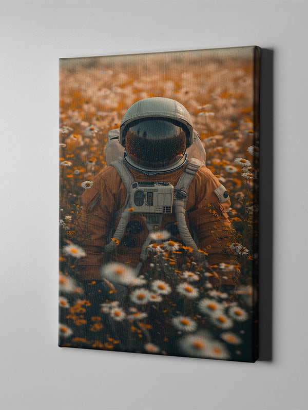 Astronaut in flower garden