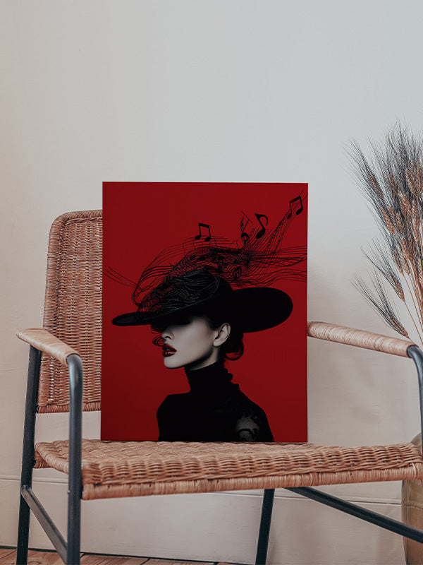 Art-Red & Black Lady With a Hat