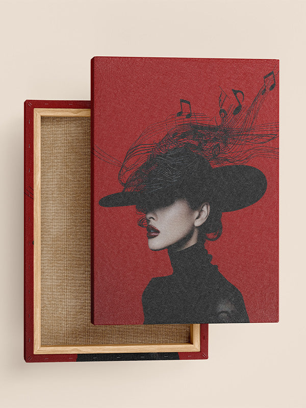 Art-Red & Black Lady With a Hat