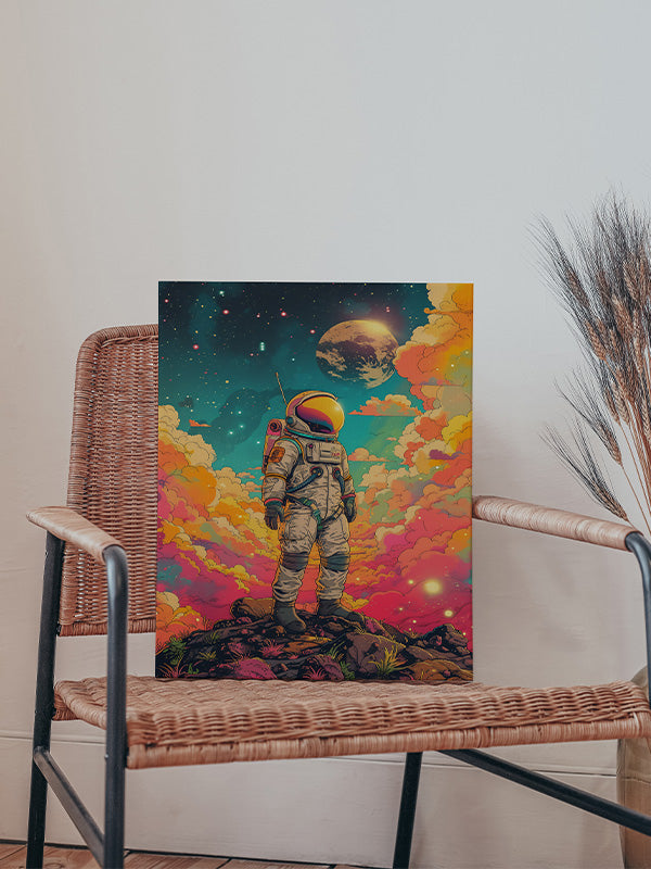 astronaut with colourful nature