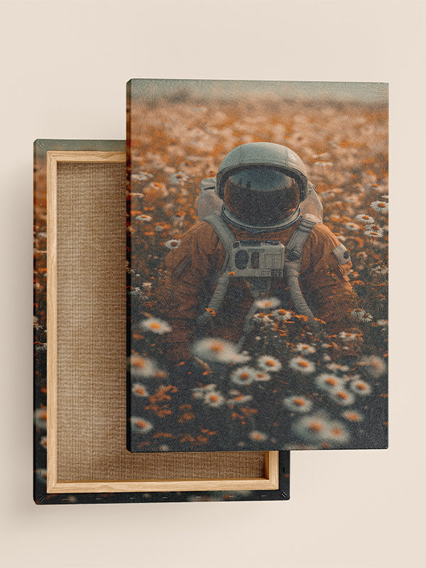 Astronaut in flower garden